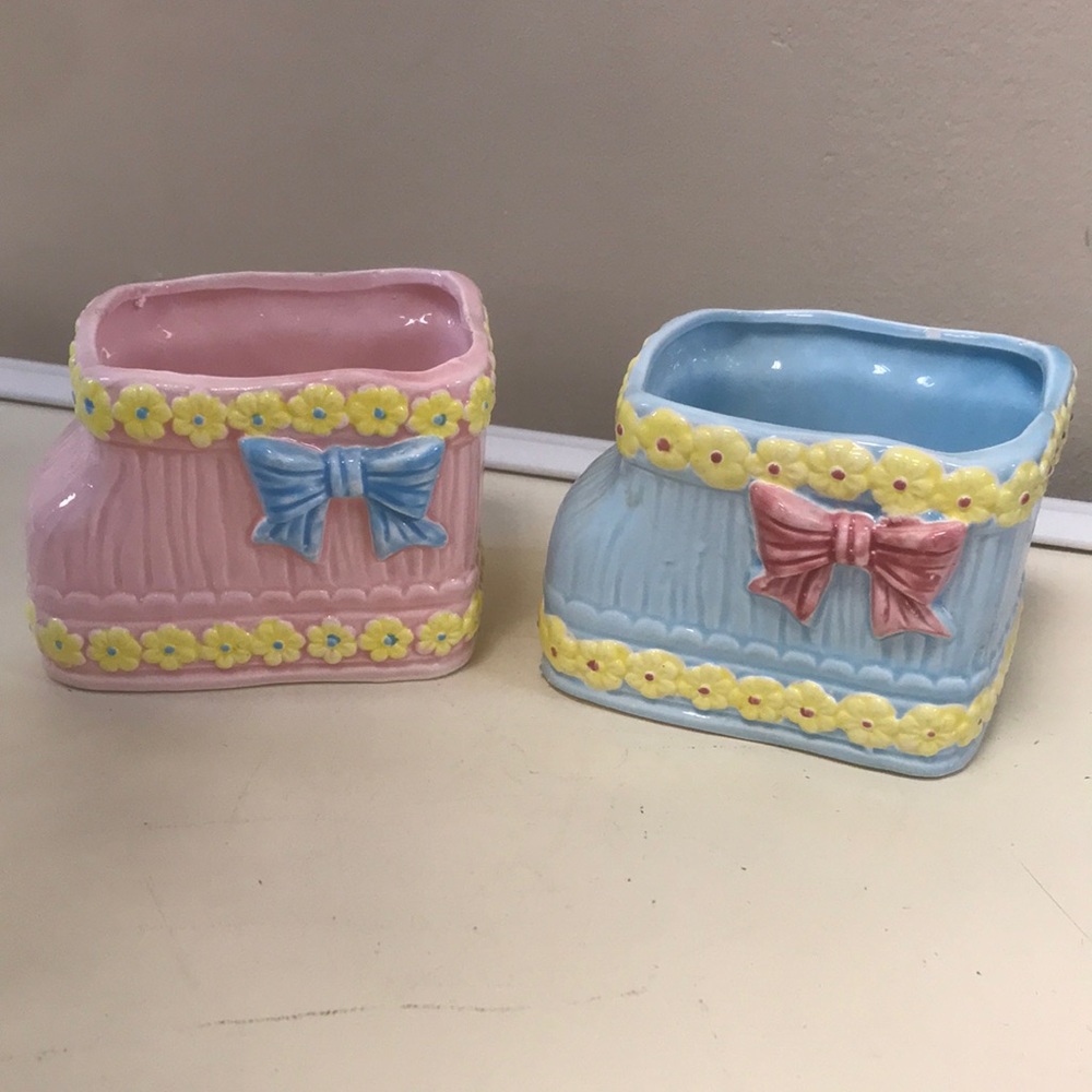 Pair of Vintage Baby Bootie Planters‎
